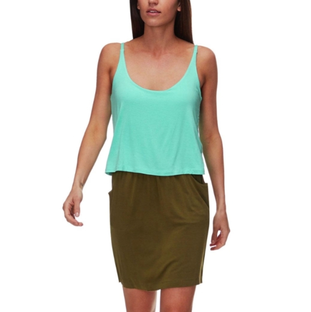 Kavu Coco Dress Turquoise Top with Olive Midi Skirt With Pockets Size Medium NEW